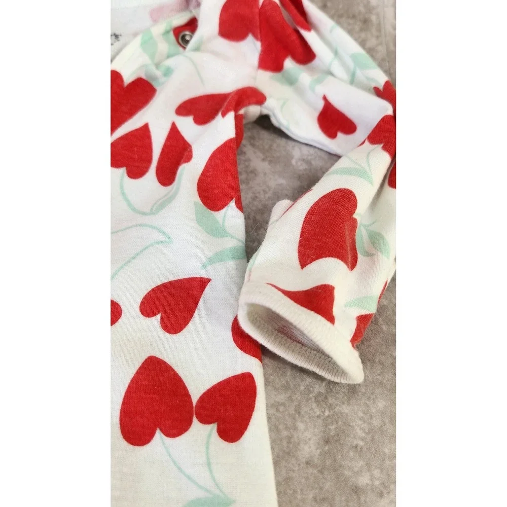 Carter's Sleep and Play Kids Newborn White Red Heart Zip Footed Pajama Whimsical
